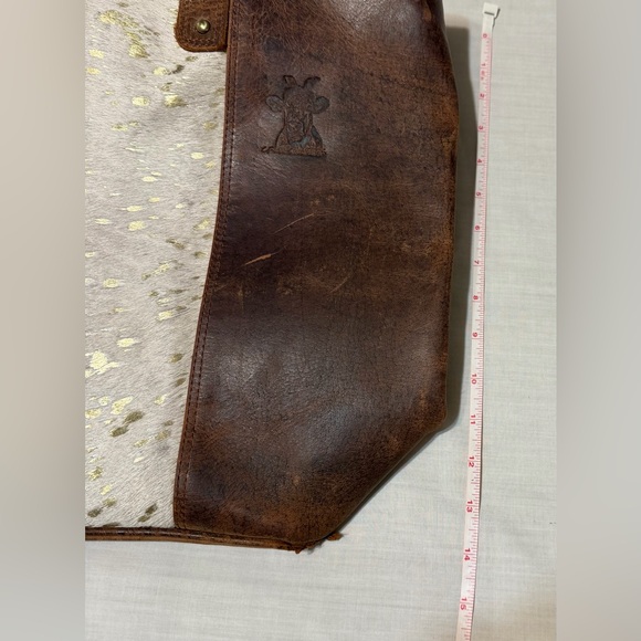 Crazy Heifers Large HOH (Hair on Hide) Tote with Gold accents on front. - Picture 11 of 11